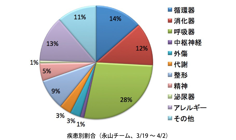 疾患別割合（永山チーム、3/19～4/2）