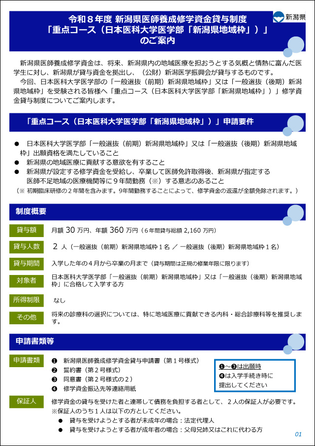 1.養成修学資金のご案内