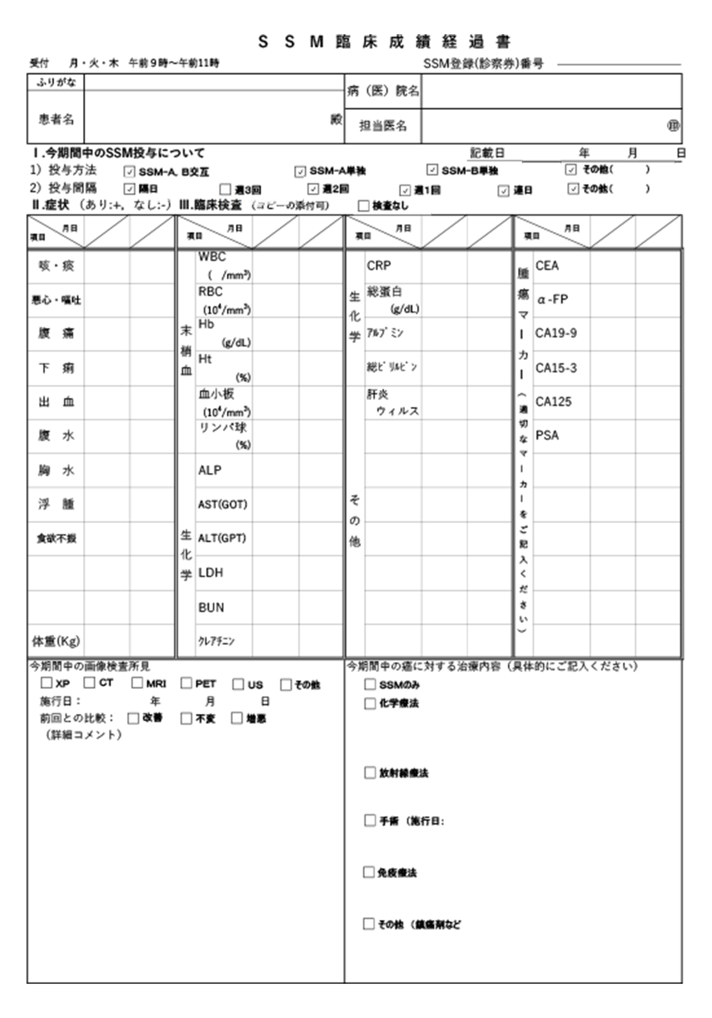 再診時の手続とSSM臨床成績経過書（再診時の申込手続に必要）