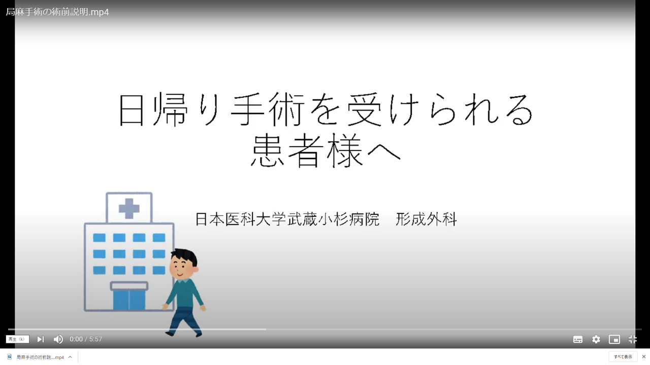 日本医科大学武蔵小杉病院形成外科日帰り手術説明 日本医科大学武蔵小杉病院形成外科日帰り手術説明